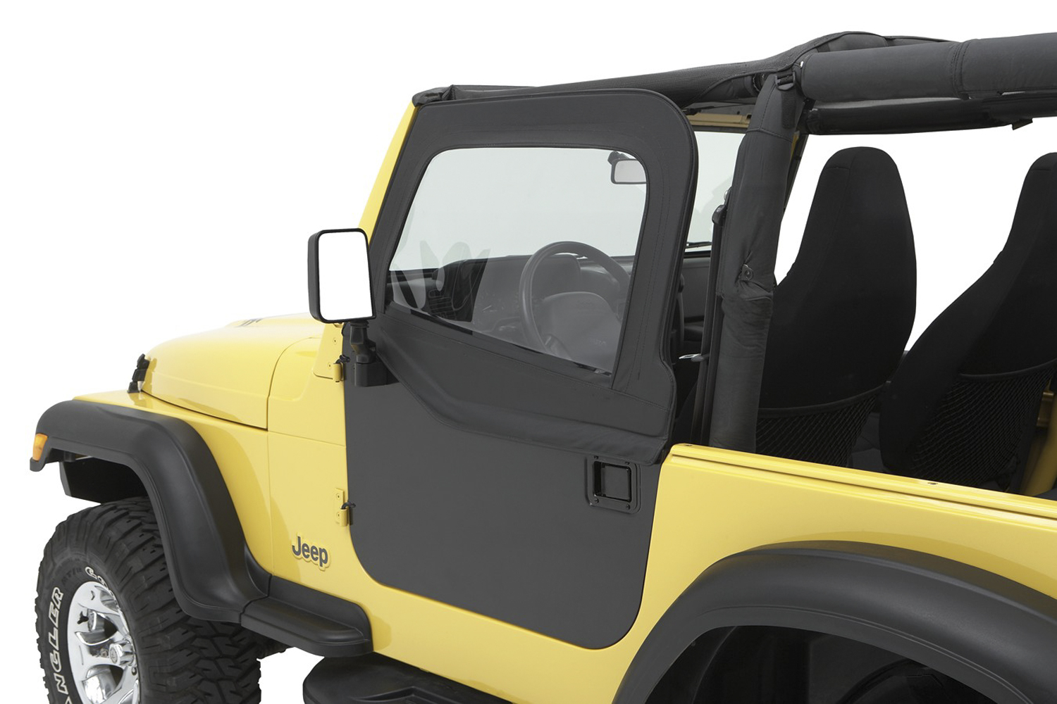 Bestop 51795-15 - Jeep Half Doors HighRock 4x4 Element Upper Fabric Half Doors For Jeep 1980-1986 CJ7 Front Black Denim Pair