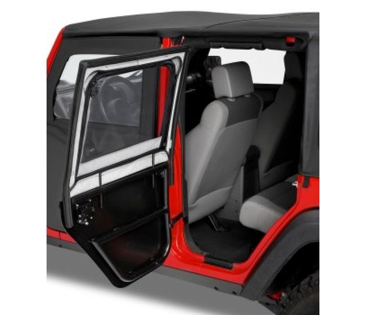Bestop 51806-17 - Jeep Half Doors HighRock 4x4 Element Upper Fabric Half Doors For Jeep 2007-2018 Wrangler JK Rear Black Premium Twill Pair