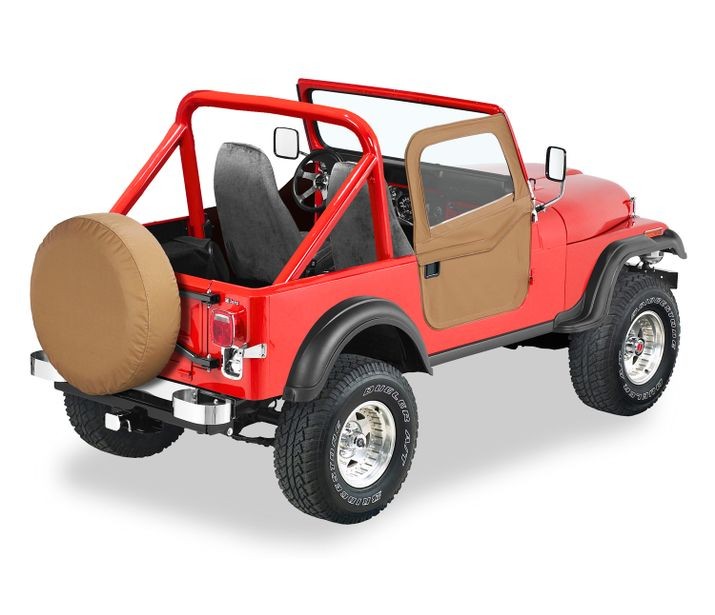 Bestop 51778-37 - Jeep Doors Full 2-Piece Fabric Doors For Jeep 1976-1986 CJ7 Clear Vinyl Spice Fabric Pair