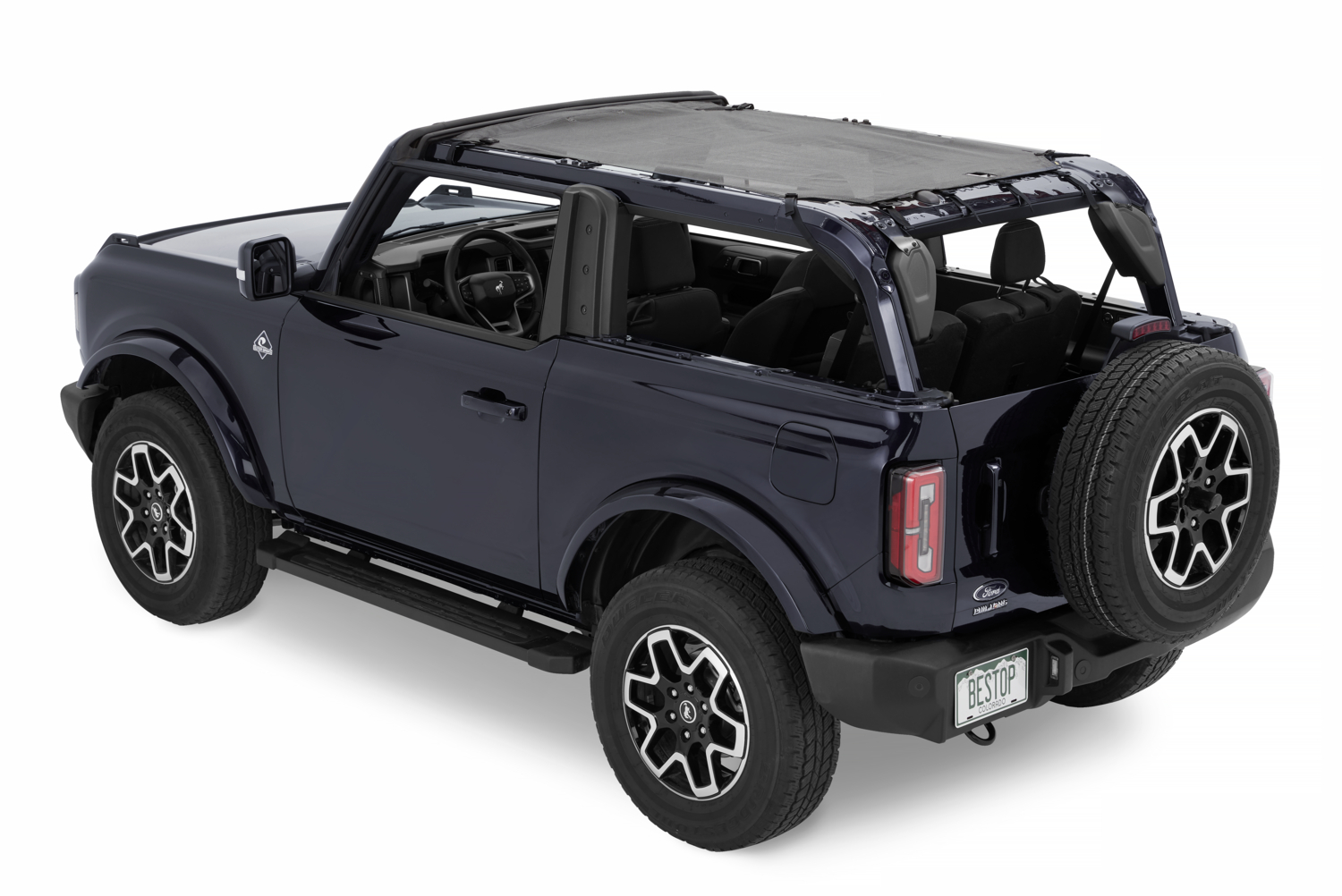 Bestop 52422-11 - Ford Bronco Bikini Top Sun Safari Bimini Bikini Tops For Ford 2021-2024 Bronco 2 Door mesh