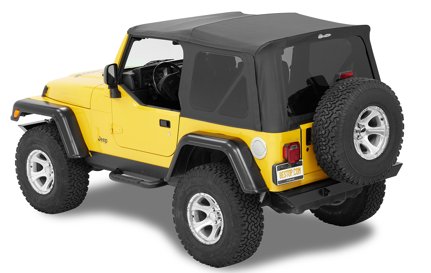 Bestop 54720-35 - Jeep Soft Top Supertop Squareback Soft Top For Jeep 1997-2006 Wrangler TJ Black Diamond