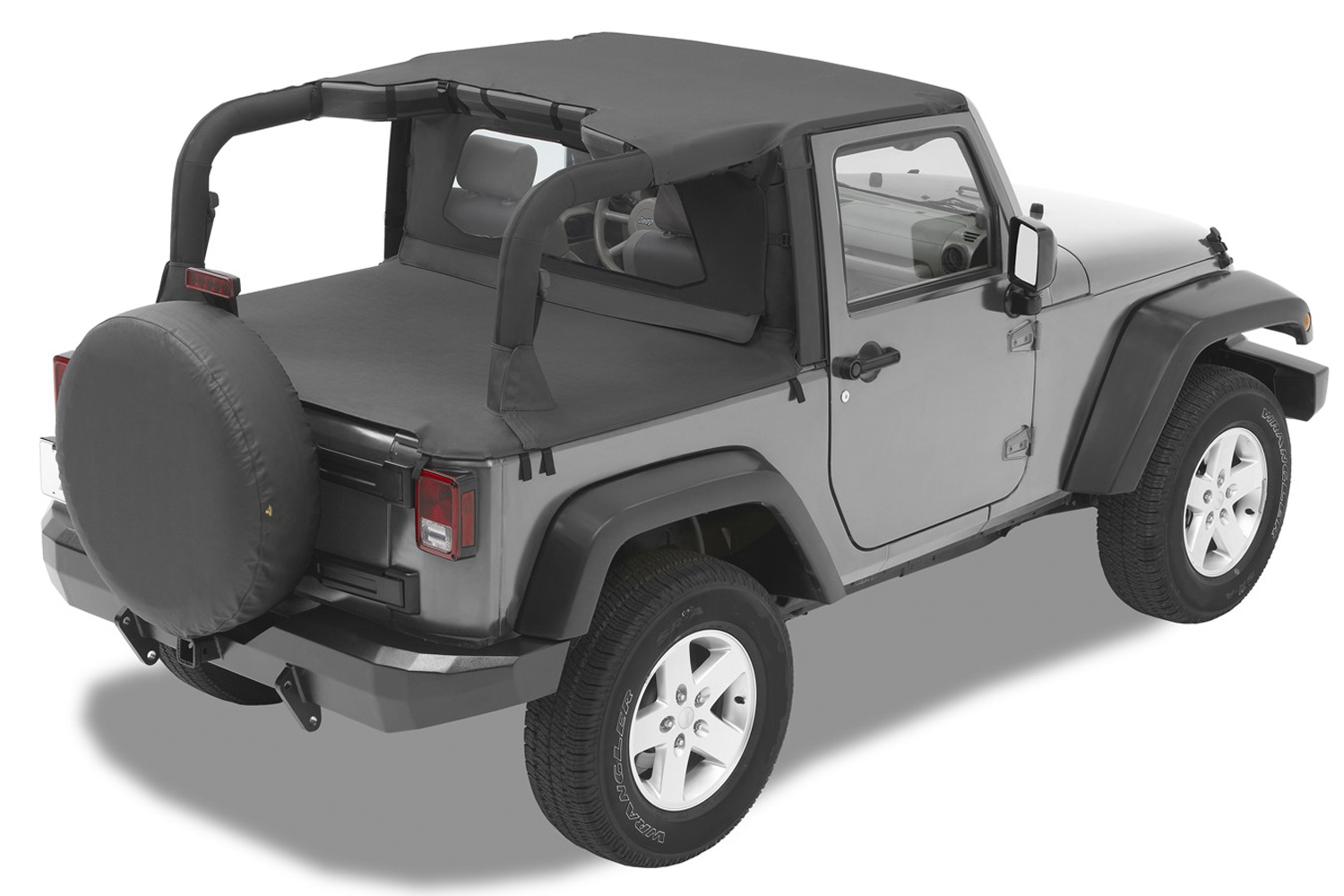 Bestop 52580-35 - Jeep Bikini Top Header Targa Bikini Tops For Jeep 2007-2009 Wrangler JK 2 Door Black Diamond Fabric