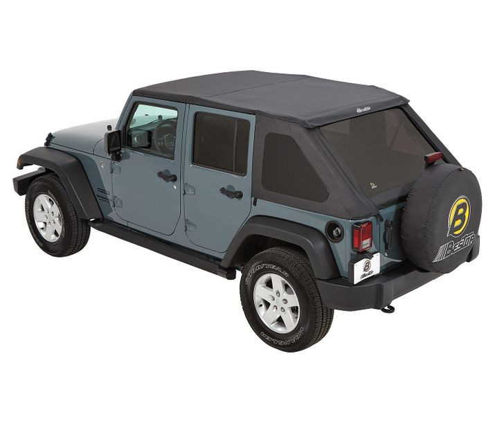 Bestop 52823-35 - Replace-A-Top for Trektop Hardware For Jeep 2007-2018 Wrangler JK 4 Door Tinted Black Diamond Fabric