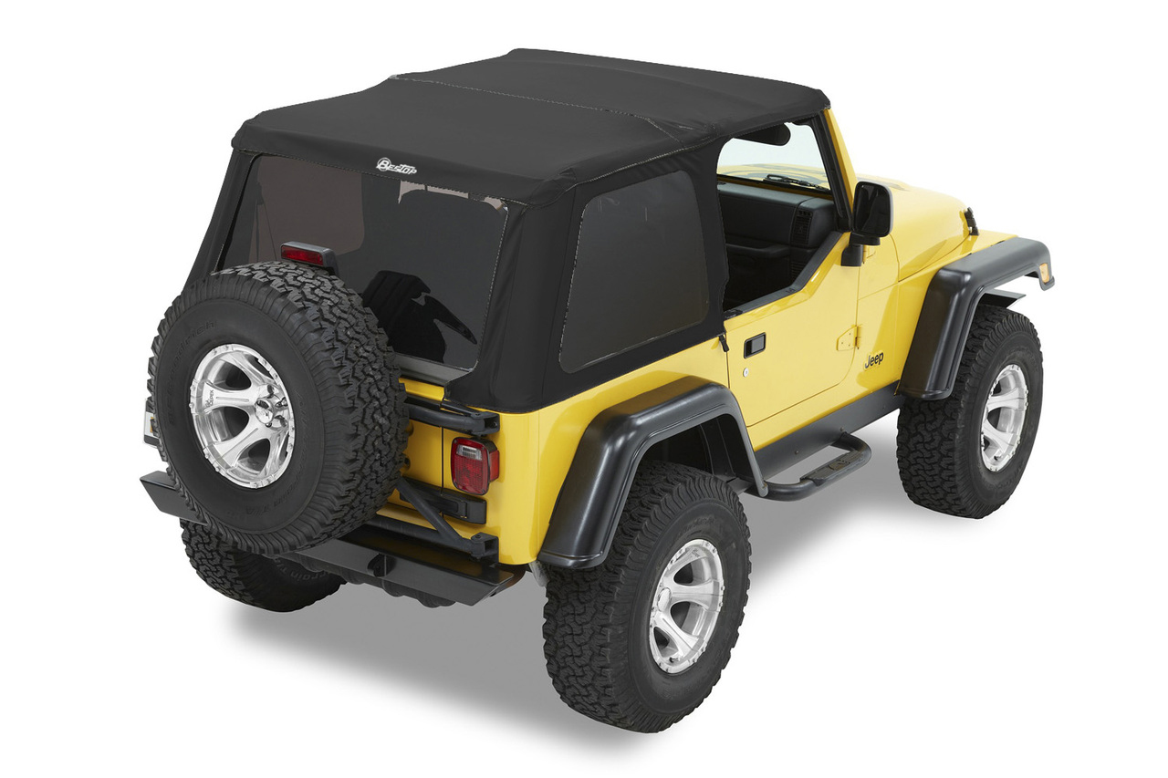 Bestop 52820-35 - Replace-A-Top for Trektop Hardware For Jeep 1997-2006 Wrangler TJ Tinted Black Diamond Fabric