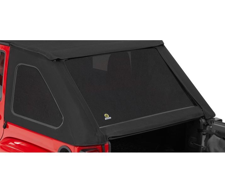 Bestop 58423-17 - Window Replacement Set For Jeep 2007-2018 Wrangler JK 4 Door Fits Trektop 56923 Black Premium Twill