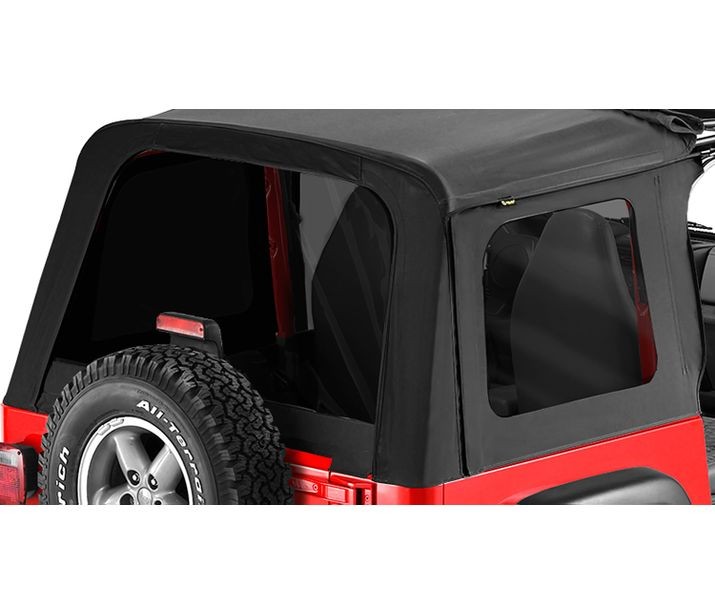 Bestop 58698-15 - Window Replacement Set For Jeep 1976-1986 CJ7 Fits Sunrider 51698 Black Denim