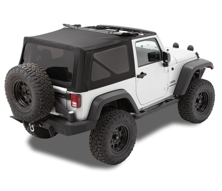 Bestop 79846-17 - Replace-A-Top for OEM Hardware For Jeep 2010-2018 Wrangler JK 2 Door Tinted Black Premium Twill No Door Skins Included
