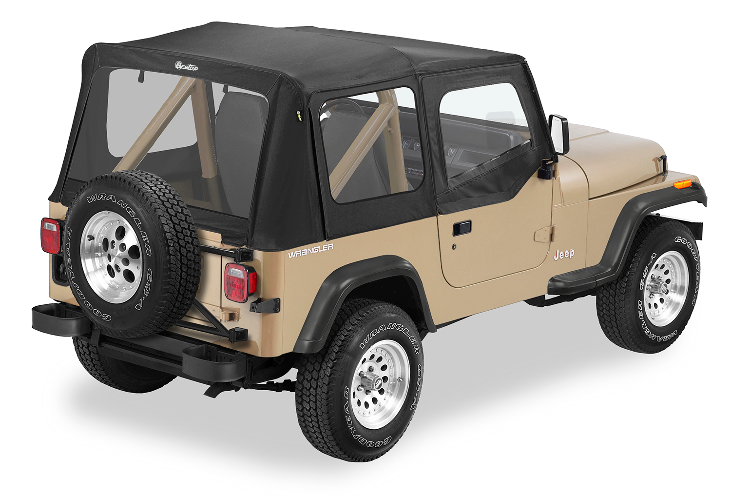 Bestop 79120-01 - Replace-A-Top for OEM Hardware For Jeep 1988-1995 Wrangler YJ Clear Black Sailcloth Upper Door Skins Included