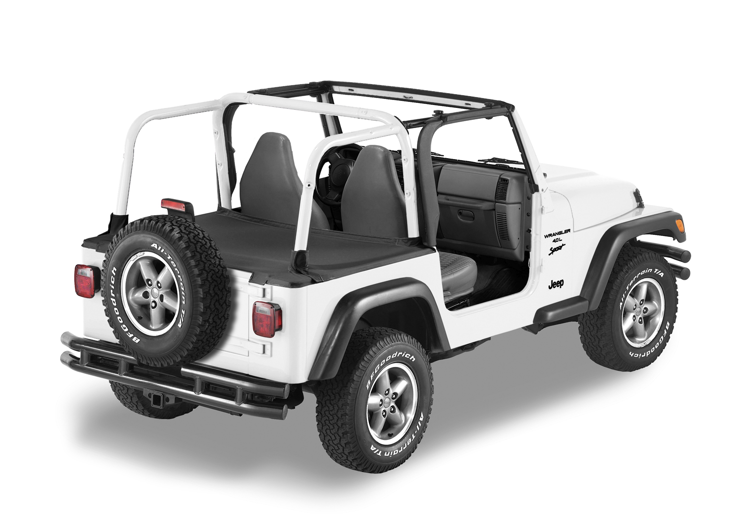 Bestop 90020-15 - Cargo Deck Covers For Jeep 1997-2002 Wrangler TJ Standard Factory Hardtop Removed with Belt Rail Channels Black Denim