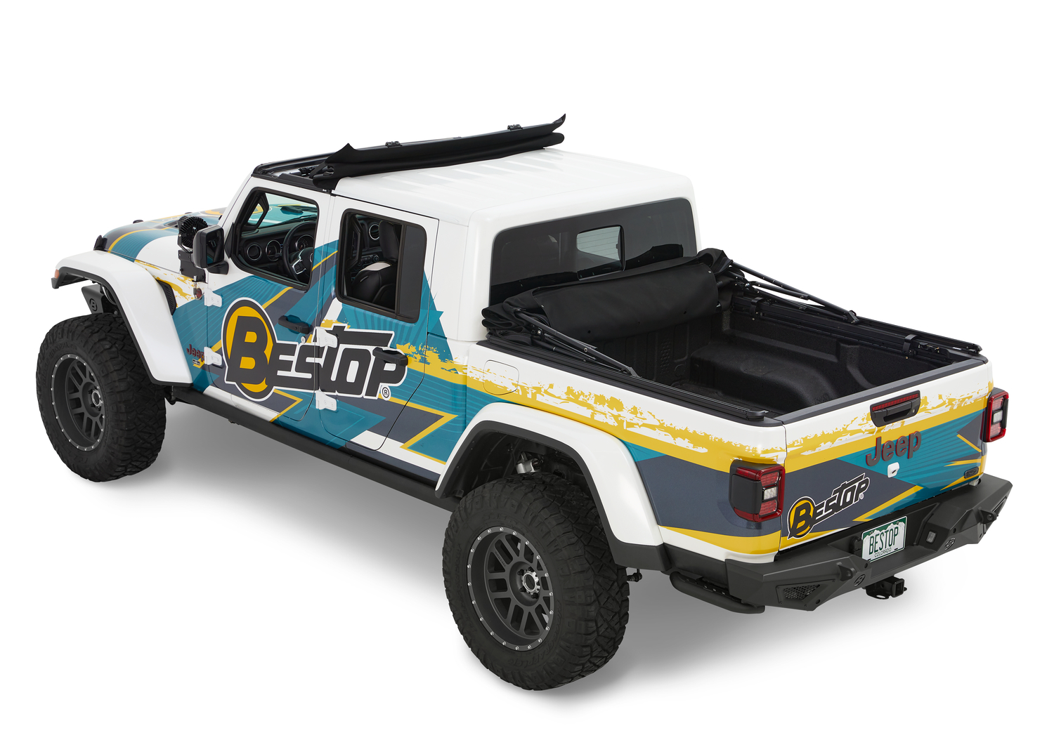 Bestop 77326-35 - Supertop Truck Bed Cap 2 For Jeep 2020-2024 Gladiator 5.0 Foot Black Diamond PVC Coated Sailcloth No Drill Bestop 77326-35 - Supertop Truck Bed Cap 2 For Jeep 2020-2024 Gladiator 5.0 Foot Black Diamond PVC Coated Sailcloth No Drill