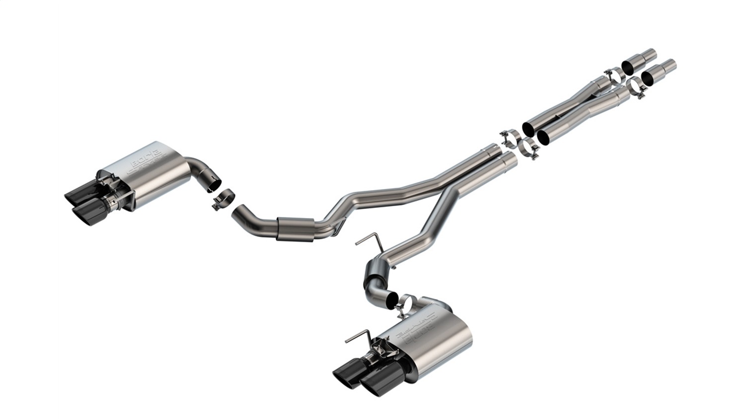 Borla 140962BC - 2024 Ford Mustang GT 5.0L V8 w/ Active Exhaust S-Type Cat-Back Exhaust System - Black Chrome