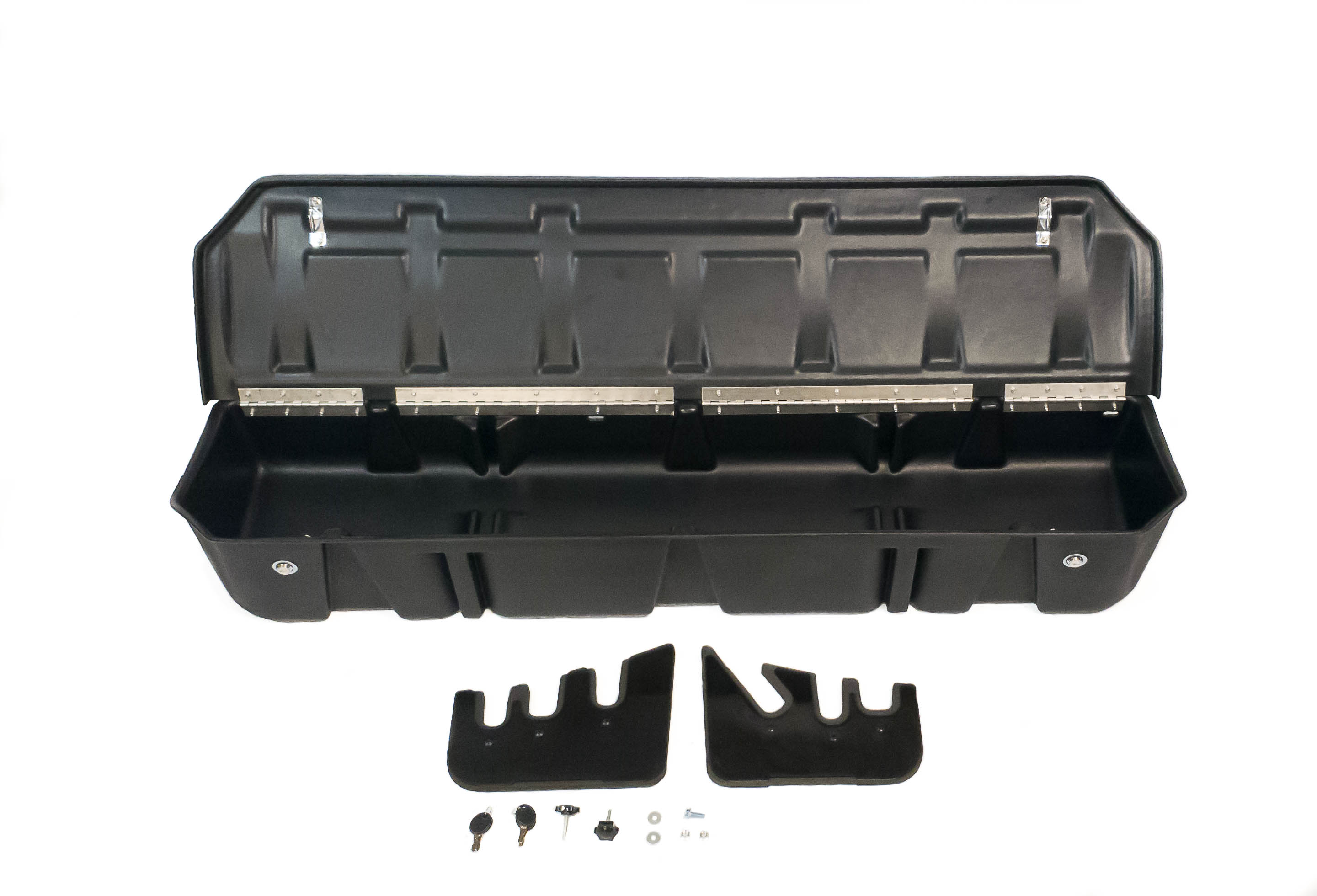 DU-HA 20116 - DÜHA Lockable Under Seat Storage fits 2015-2025 Ford F150 Super Crew Cab & 2017-2025 F250 F350 F450 F550 Super Duty Crew Cab -- Black Heavy-Duty Back Seat Lockbox, Includes 2 Keys 