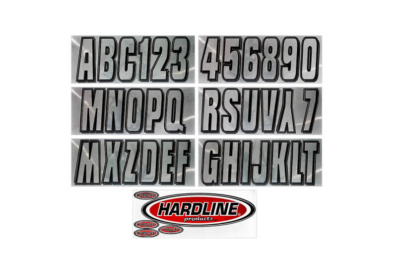 Hardline CHBLK320 - Boat Lettering Registration Kit 3 in. - 320 Chrome/Black