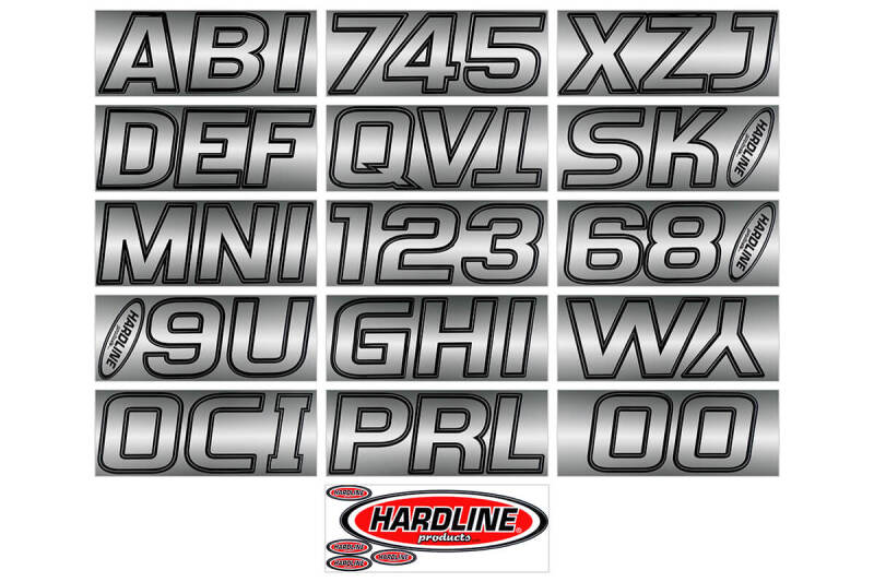 Hardline CHBLK700 - Boat Lettering Registration Kit 3 in. - 700 Chrome/Black
