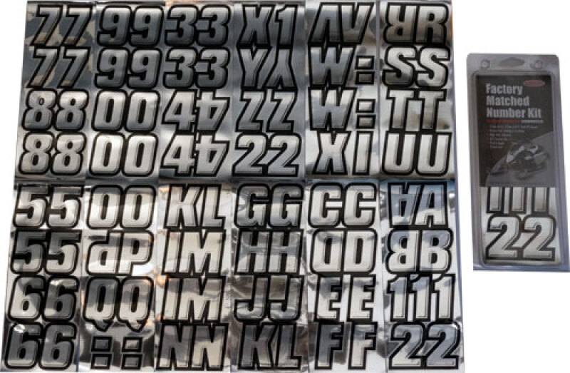 Hardline CHBLK500 - Snowmobile Lettering Registration Kit 2 in. - 500 Chrome/Black