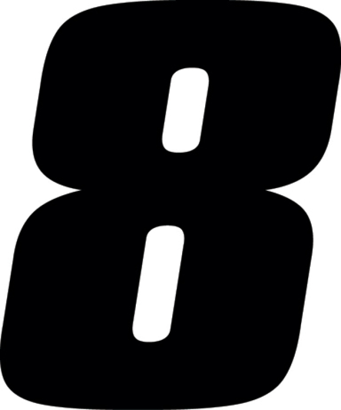 Hardline DD43B-8 - Dirt Digits 3pk 4 in. - High Gloss Number 8 - Black