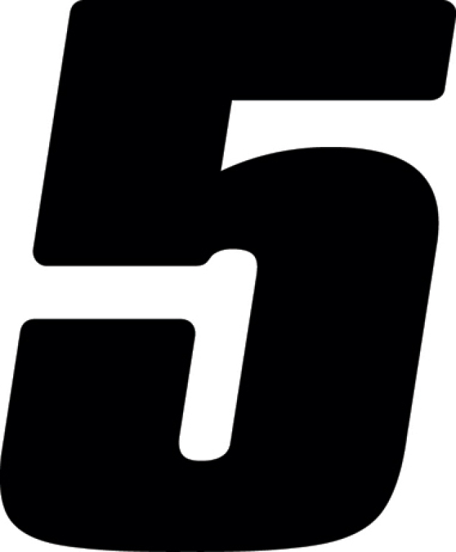 Hardline DD43B-5 - Dirt Digits 3pk 4 in. - High Gloss Number 5 - Black