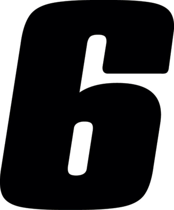 Hardline DD43B-6 - Dirt Digits 3pk 4 in. - High Gloss Number 6 - Black