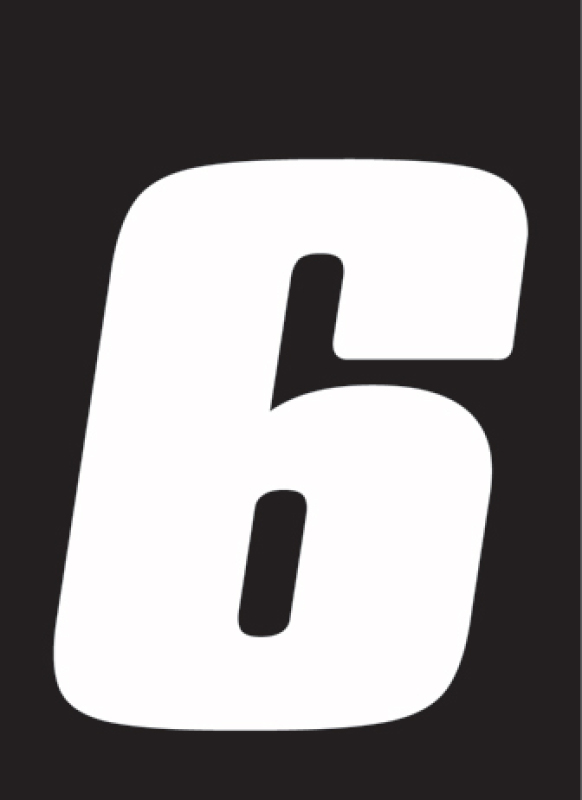 Hardline DD73W-6 - Dirt Digits 3pk 7 in. - High Gloss Number 6 - White