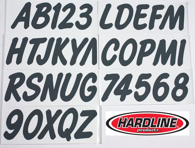 Hardline GRY400EC - Boat Lettering Registration Kit 3 in. - 400 Dark Grey Solid