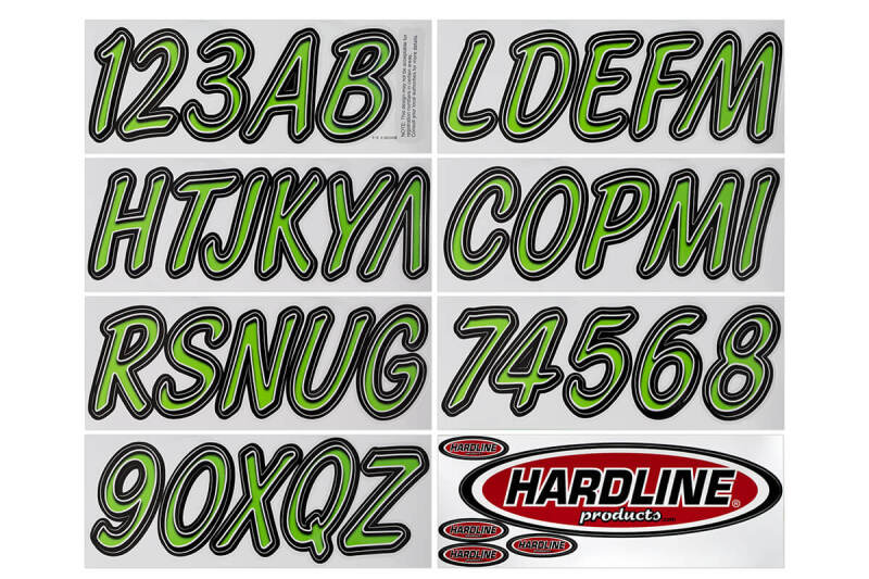 Hardline KIBKG400 - Boat Lettering Registration Kit 3 in. - 400 Kiwi Green/Black