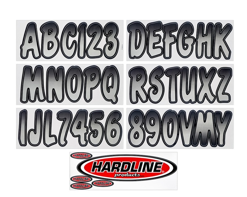 Hardline SIBKG200 - Boat Lettering Registration Kit 3 in. - 200 Silver/Black