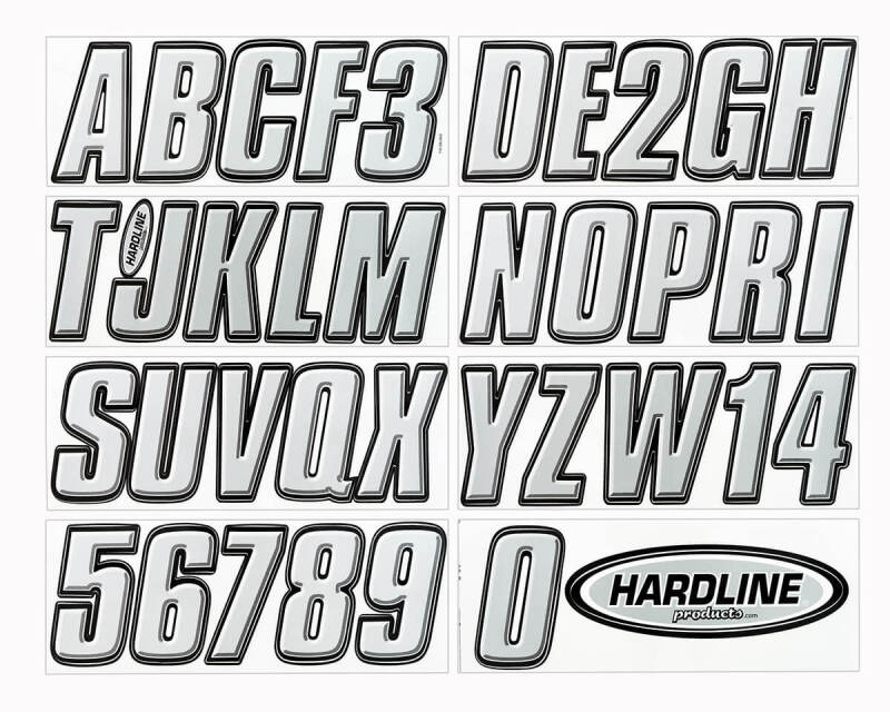 Hardline SIBLK800 - Boat Lettering Registration Kit 3 in. - 800 Silver/Black
