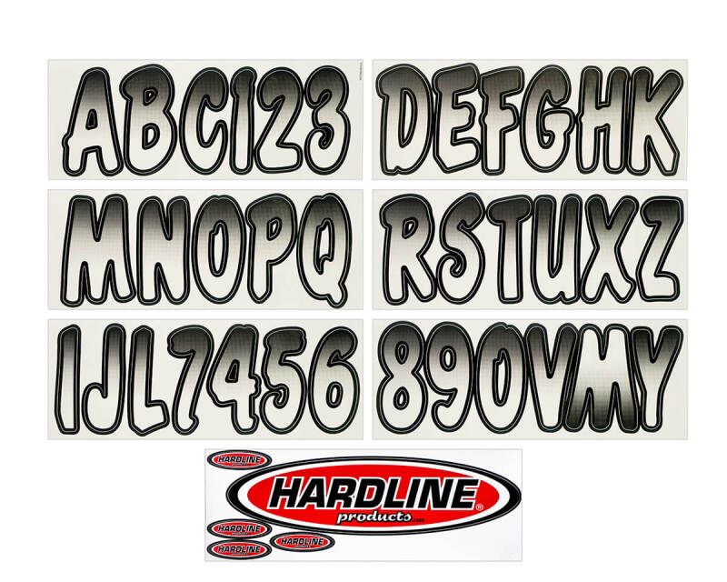 Hardline WHBKG200 - Boat Lettering Registration Kit 3 in. - 200 White/Black