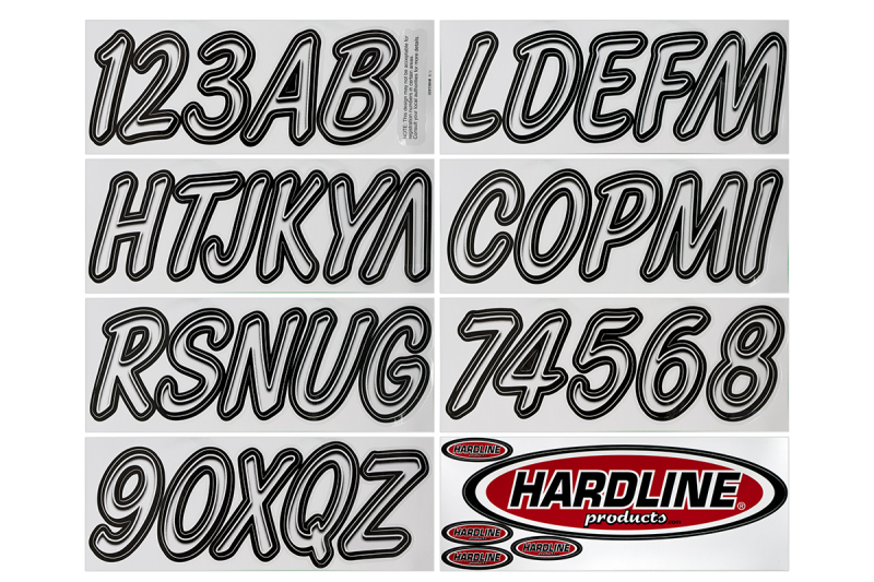 Hardline WHBKG400 - Boat Lettering Registration Kit 3 in. - 400 White/Black Hardline WHBKG400 - Boat Lettering Registration Kit 3 in. - 400 White/Black