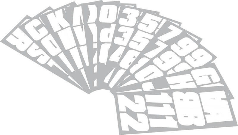 Hardline WHI500EC - Snowmobile Lettering Registration Kit 2 in. - 500 Solid White/ Hardline WHI500EC - Snowmobile Lettering Registration Kit 2 in. - 500 Solid White/