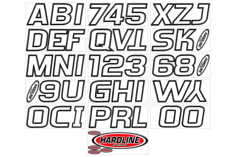 Hardline WHBLK700 - Boat Lettering Registration Kit 3 in. - 700 White/Black Hardline WHBLK700 - Boat Lettering Registration Kit 3 in. - 700 White/Black