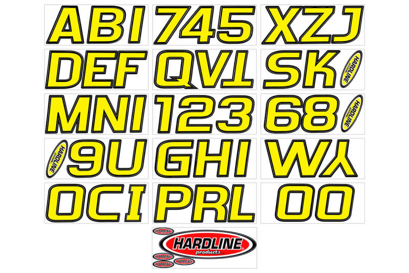 Hardline YEBLK700 - Boat Lettering Registration Kit 3 in. - 700 Yellow/Black Hardline YEBLK700 - Boat Lettering Registration Kit 3 in. - 700 Yellow/Black