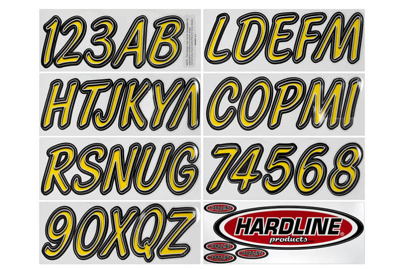 Hardline YEBKG400 - Boat Lettering Registration Kit 3 in. - 400 Yellow/Black Hardline YEBKG400 - Boat Lettering Registration Kit 3 in. - 400 Yellow/Black