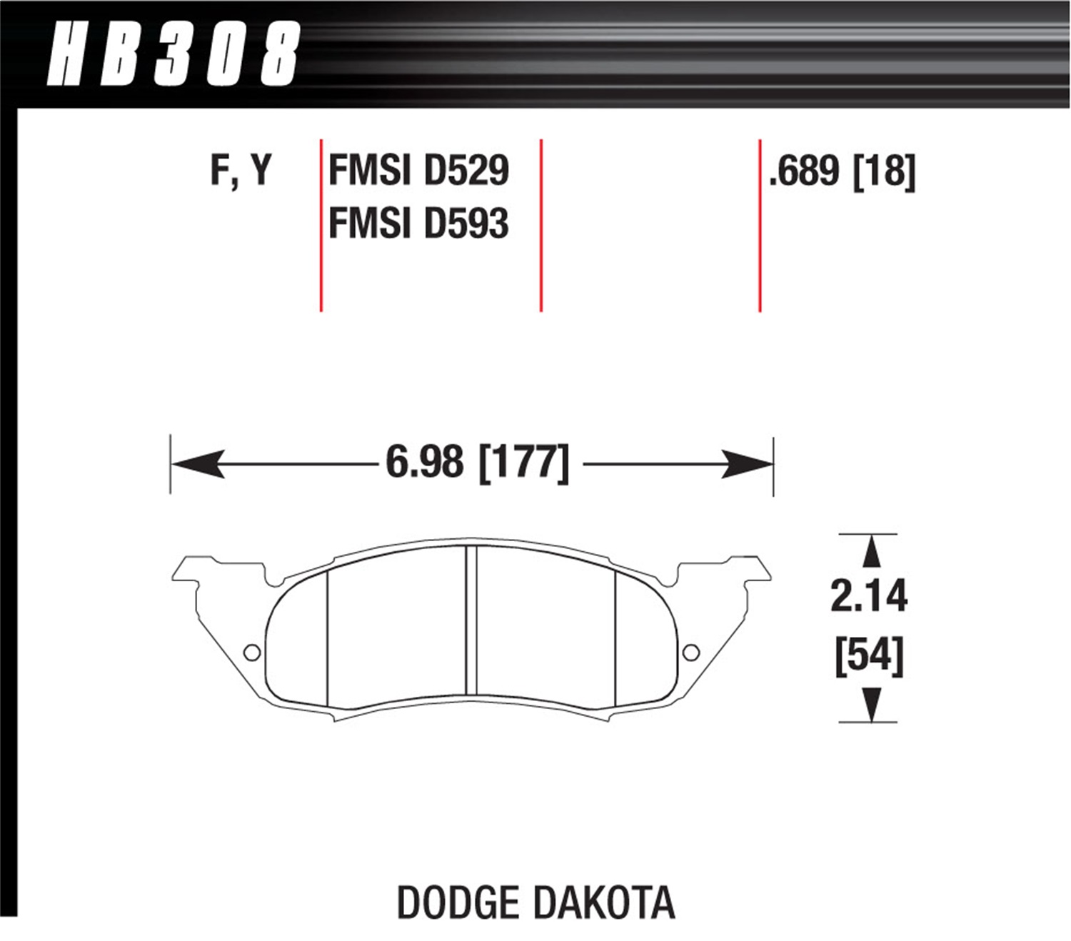 Hawk HB308F.689 - 0.689 Thickness Hawk HB308F.689 - 0.689 Thickness