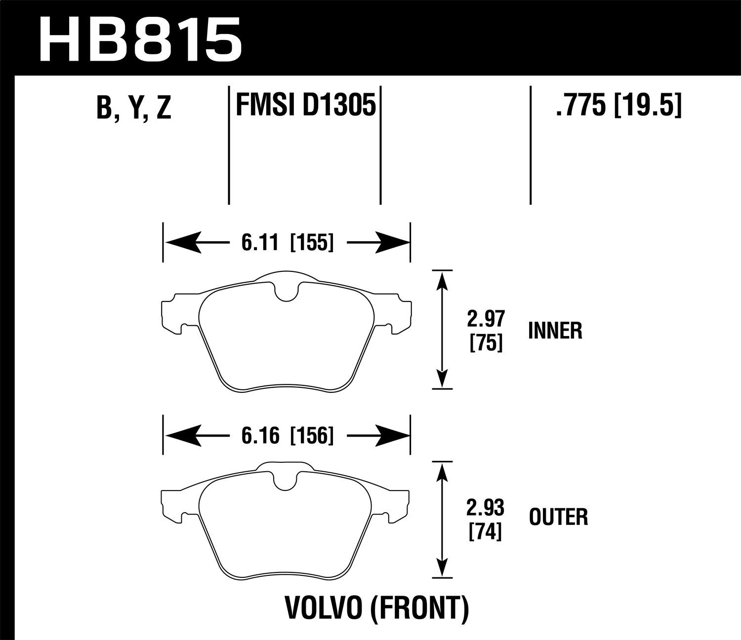 Hawk HB815Y.775 - 0.775 Thickness