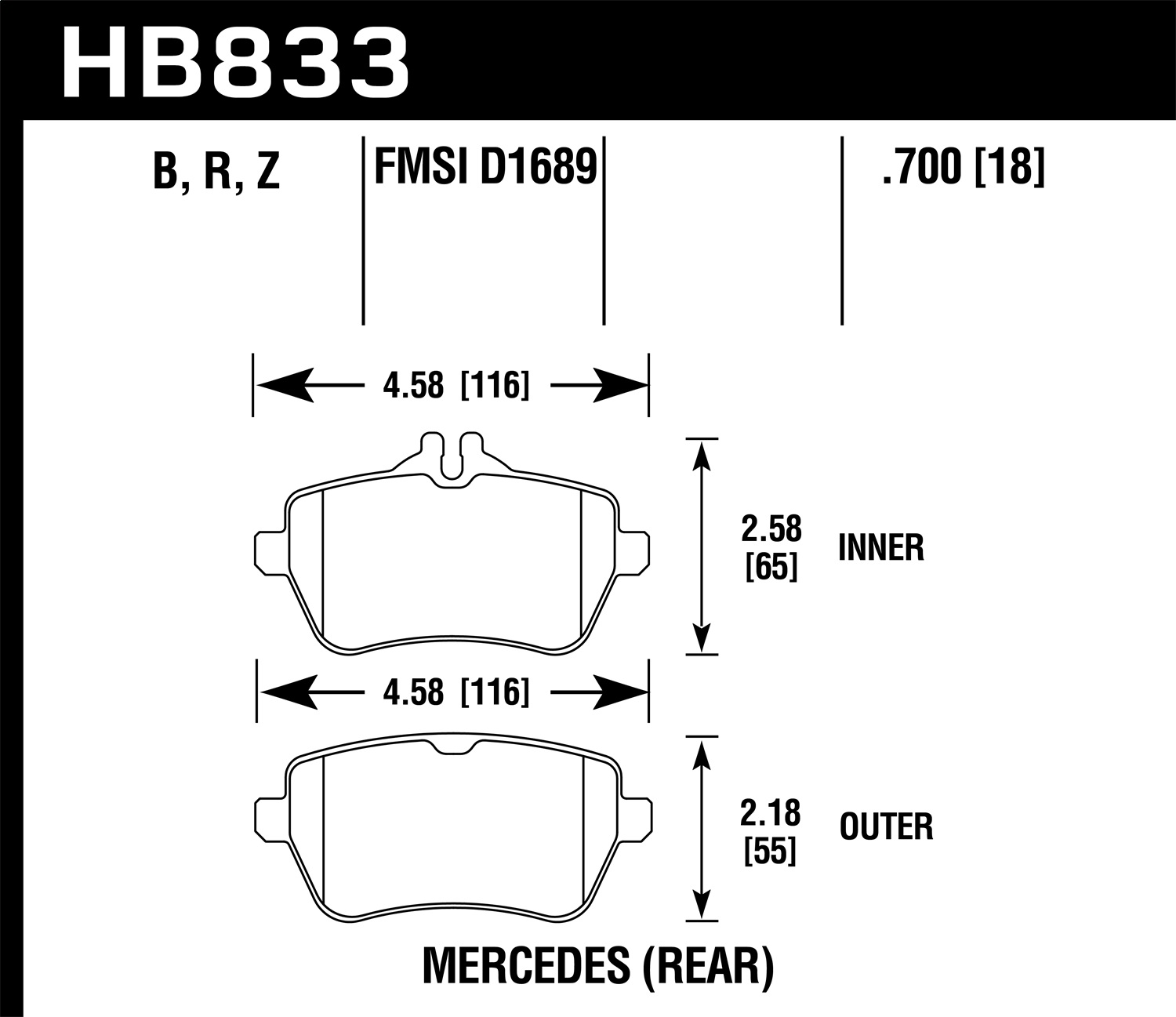 Hawk HB833Z.700 - Performance Ceramic Disc Brake Pad Hawk HB833Z.700 - Performance Ceramic Disc Brake Pad