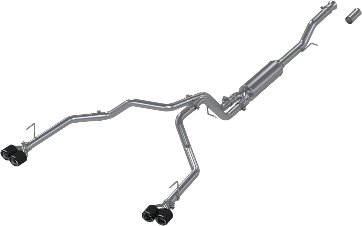 MBRP S50593CF - 21-Present Chevrolet/GMC Suburban/Yukon XL 3 Inch Cat Back Dual Split Rear Exhaust System, Armor Pro T304SS with Quad Carbon Fiber Tips
