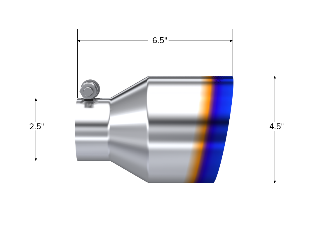 MBRP T5191BE - T304 Stainless Steel Burnt End Tip 2.5 Inch ID 4.5 Inch OD Out 6.5 Inch Length Angle Cut Single Wall