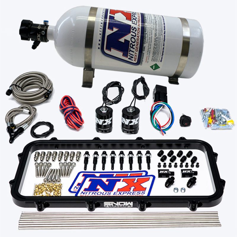 Nitrous Express 20963-10 - Holley Hi-Ram Dry Direct Port Plate Nitrous System w/ 10lbs Bottle