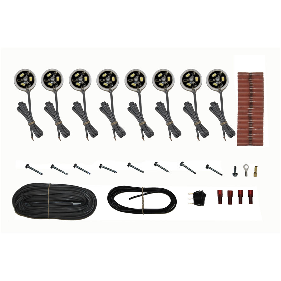 OffRoadOnly LS-W8 - Jeep Rock Lights Chassis 8 Piece Kit LiteSpot White LEDs