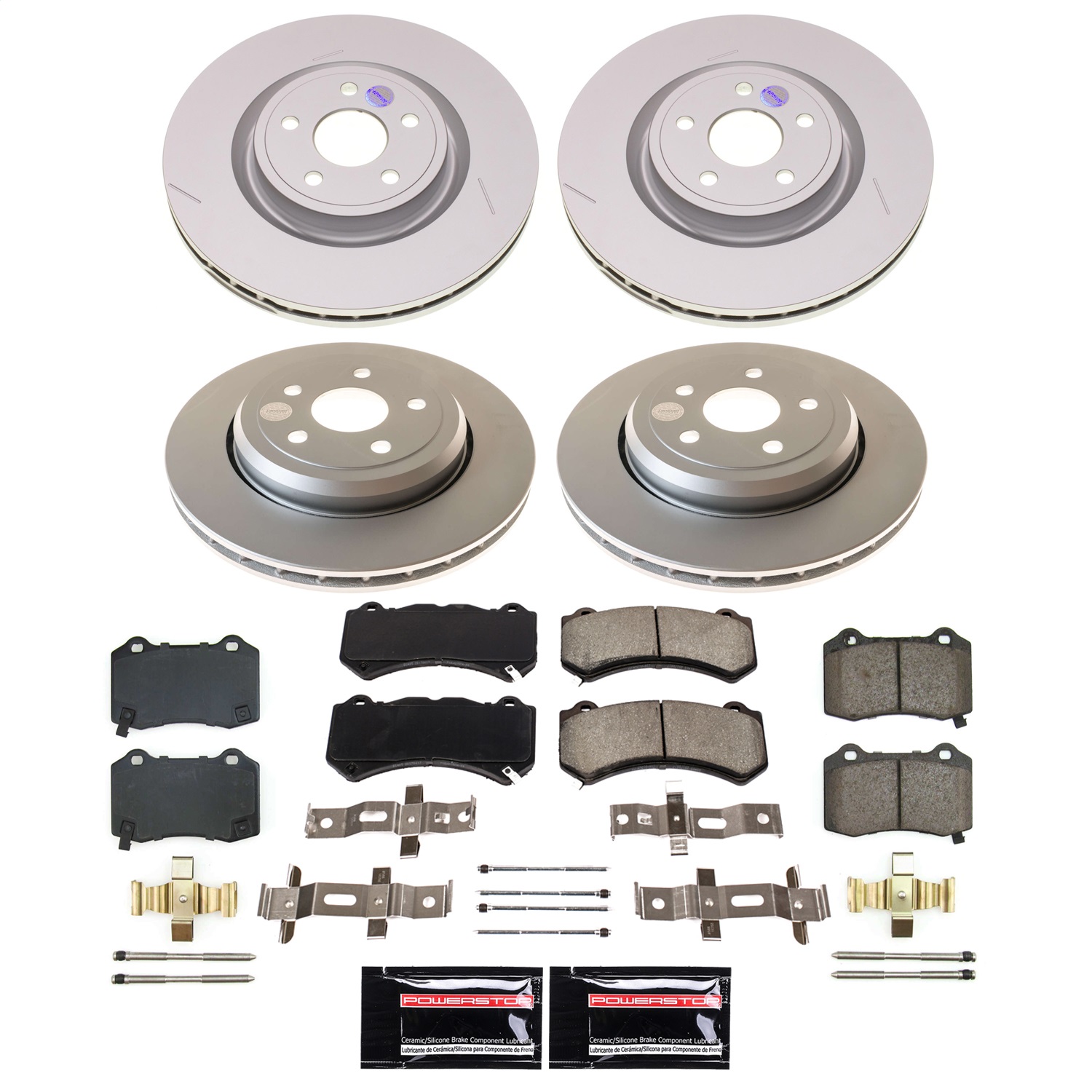 PowerStop CRK8903 - Genuine Geomet Coated Rotor and Low-Dust Ceramic Brake Pad Kit PowerStop CRK8903 - Genuine Geomet Coated Rotor and Low-Dust Ceramic Brake Pad Kit