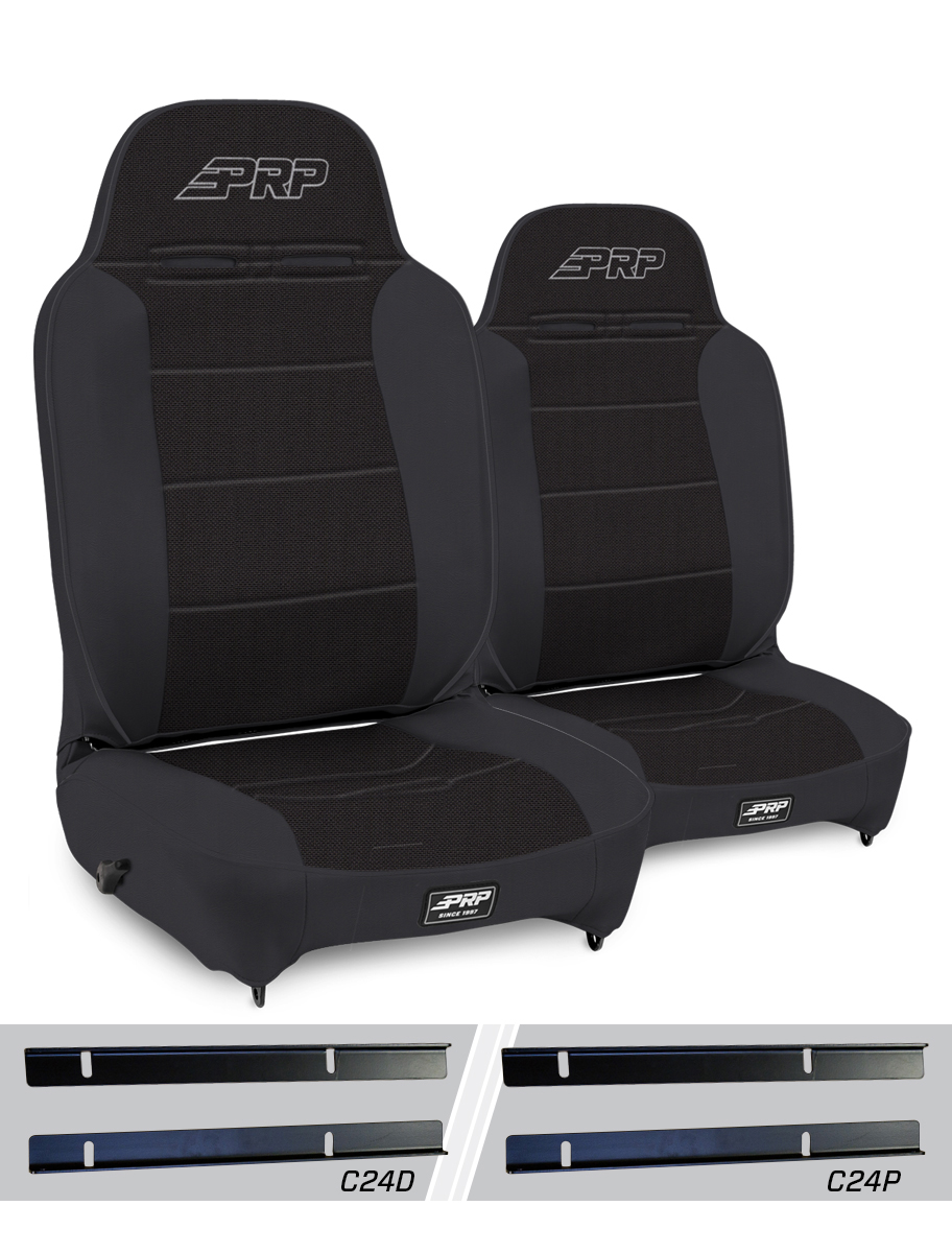 PRP Seats A130110-C24-50 - Enduro High Back Reclining Suspension Seats Kit for 03-06 Jeep Wrangler TJ Pair Black PRP Seats A130110-C24-50 - Enduro High Back Reclining Suspension Seats Kit for 03-06 Jeep Wrangler TJ Pair Black