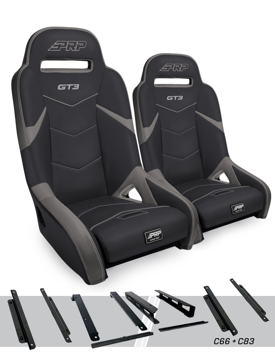 PRP Seats A7301-PORXP-C66-203 - GT3 Suspension Seats Kit for Honda Talon Pair Black & Gray
