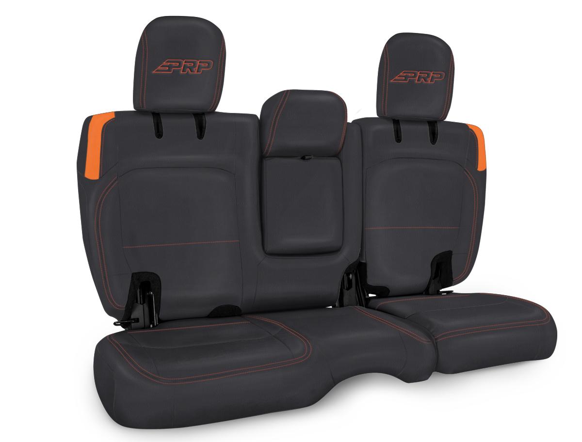 PRP Seats B044-07 - Rear Bench Cover for Jeep Wrangler JLU 4 door with Armrest Black and Orange