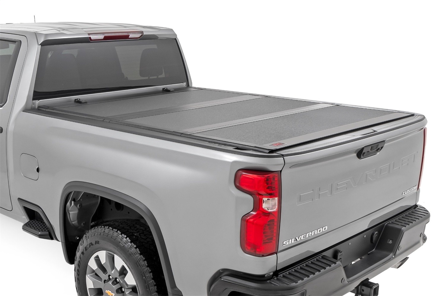 Rough Country 49120651 - Hard Tri-Fold Flip Up Bed Cover - 6'9 inch Bed - Chevy/GMC Silverado/Sierra 2500HD/3500HD (20-24)