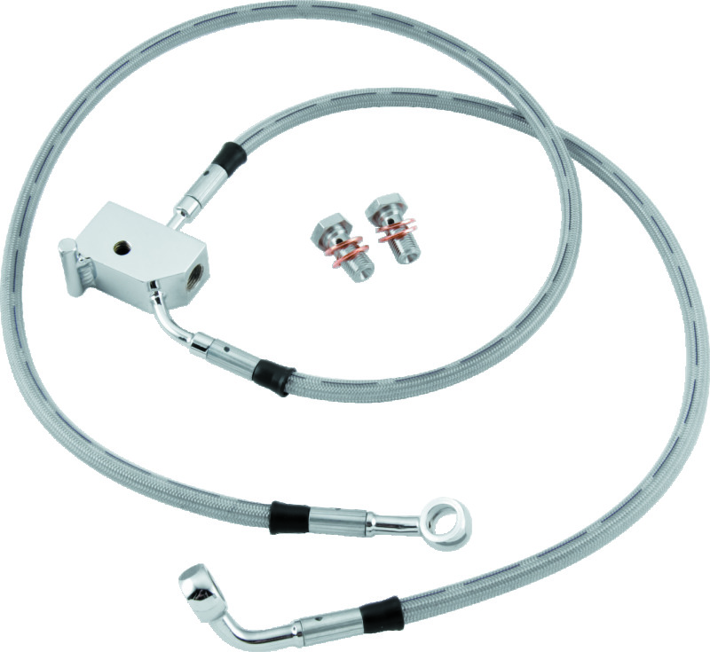 TwinPower 035867 - Twin Power L87-99 FLST Stainless Steel Dot Brake Line Kit Rear Stock Length