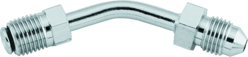 TwinPower 035965 - Twin Power Chrome Brake Fitting Male 3/8-24 Inverted Flare to AN-3 Male 45 Degree Adaptor Tube