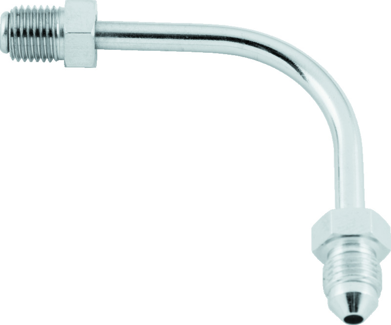 TwinPower 035967 - Twin Power Chrome Brake Fitting Male 3/8-24 Inverted Flare to AN-3 Male 90 Degree Adaptor Tube Long