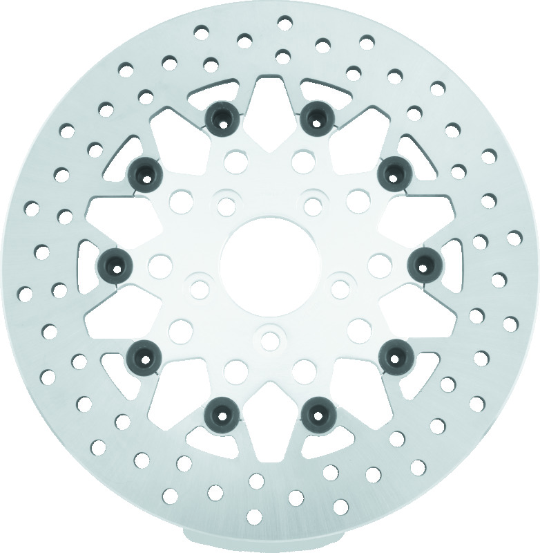 TwinPower 666828 - Twin Power 08-Up FLH FLT Rear 11.8in Floating Rotor Mesh Silver