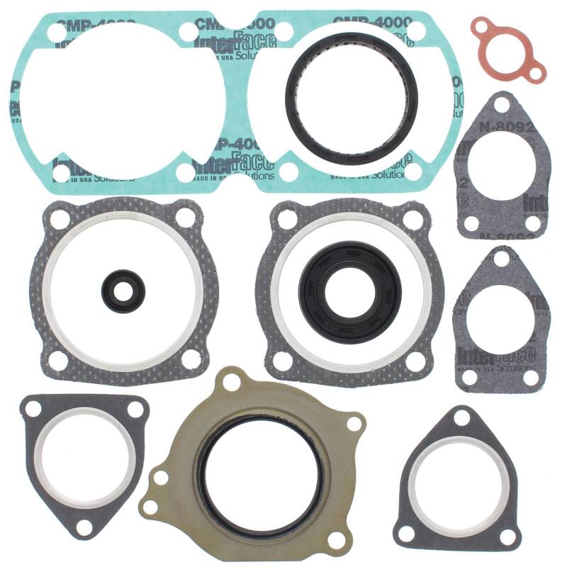 Vertex Pistons 711301 - Vertex Gaskets 1992 Yamaha Enticer ET340TR Complete Gasket Kit w/ Oil Seals